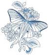 Picture of Luna Moth  Flowers Machine Embroidery Design