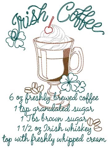 Irish Coffee Machine Embroidery Design