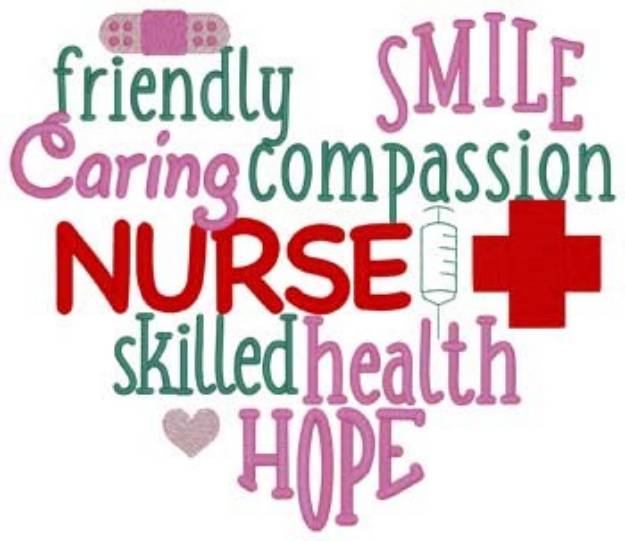 Picture of Nurse Word Cloud Machine Embroidery Design