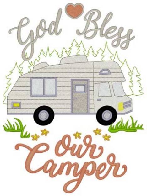Picture of God Bless Our Camper Machine Embroidery Design