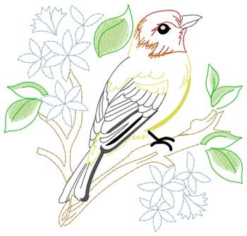 Western Tanager Machine Embroidery Design