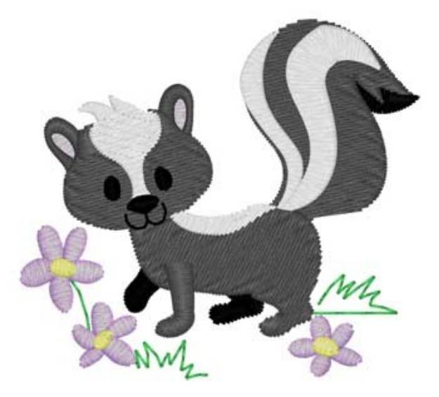 Picture of Flower Skunk Machine Embroidery Design