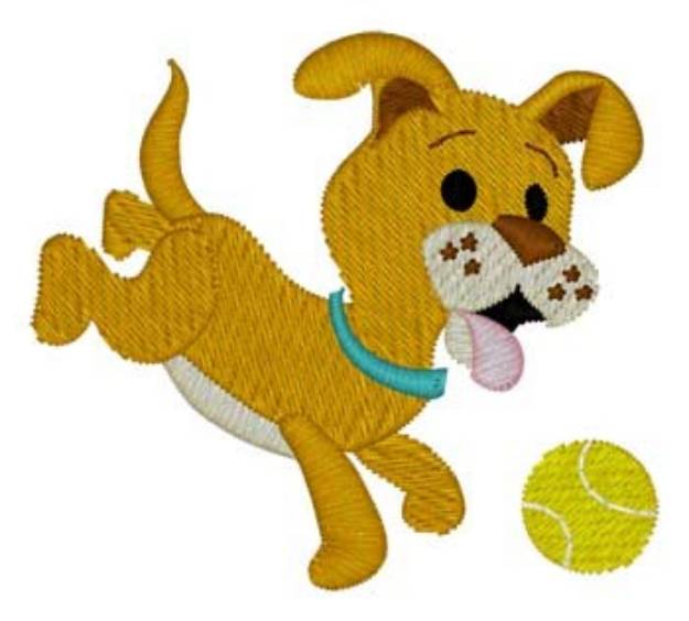 Picture of Dog WIth Ball Machine Embroidery Design