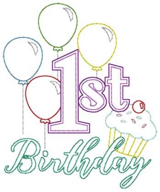 Picture of 1st Birthday Machine Embroidery Design