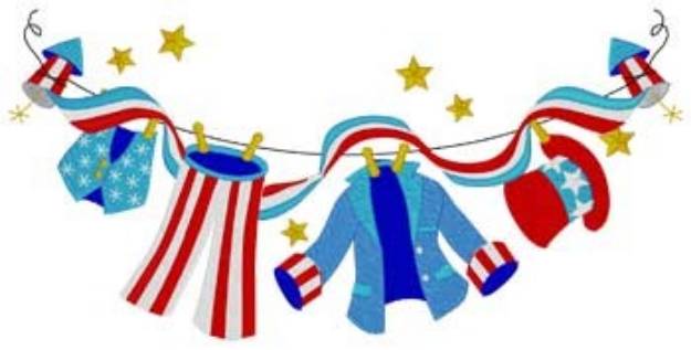 Picture of Uncle Sam Clothesline Machine Embroidery Design