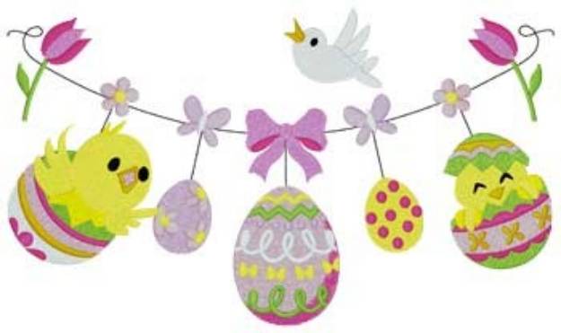 Picture of Easter Clothesline Machine Embroidery Design
