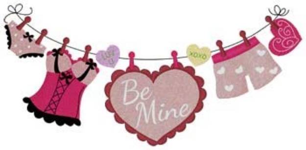 Picture of Valentines Clothesline Machine Embroidery Design