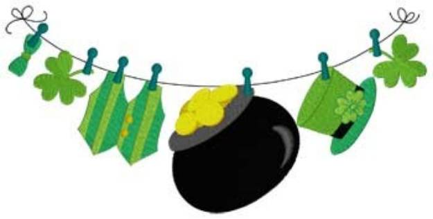 Picture of St. Pattys Day Clothesline Machine Embroidery Design