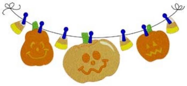 Picture of Jack O Lantern Clothesline Machine Embroidery Design