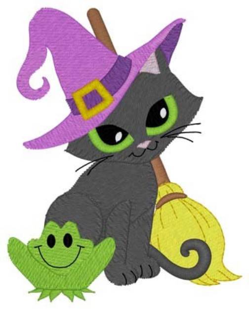 Picture of Witch Cat Machine Embroidery Design