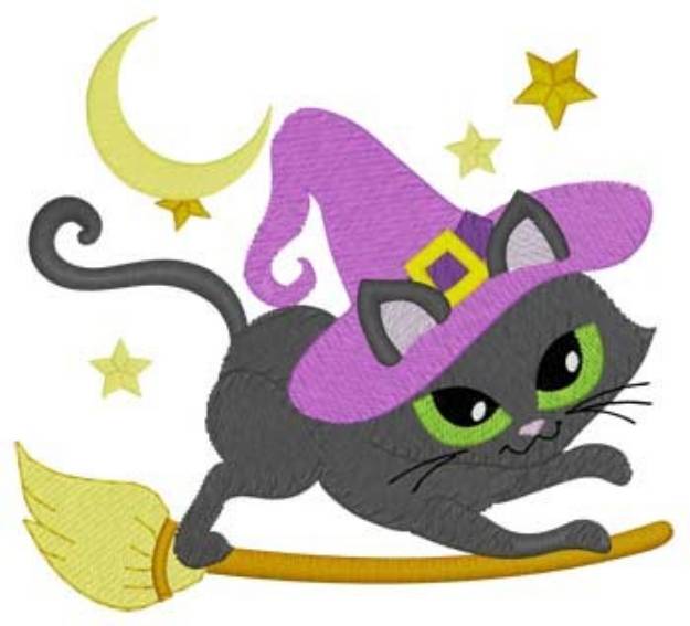 Picture of Witch Cat Machine Embroidery Design
