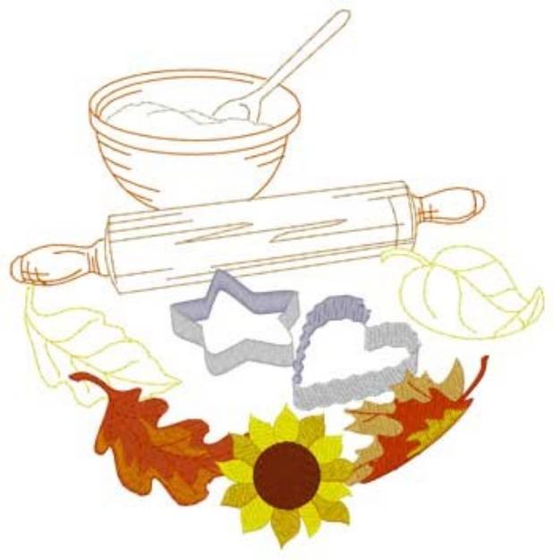 Picture of Fall Baking Machine Embroidery Design