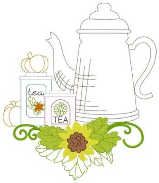 Picture of Tea Kettle Machine Embroidery Design