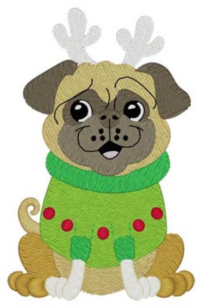 Picture of Christmas Pug Machine Embroidery Design