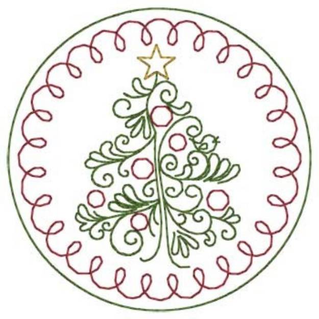 Picture of Christmas Tree Coaster Machine Embroidery Design