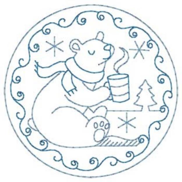 Picture of Polar Bear Coaster Machine Embroidery Design