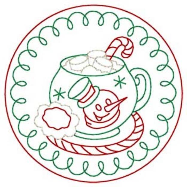 Picture of Christmas Cocoa Coaster Machine Embroidery Design