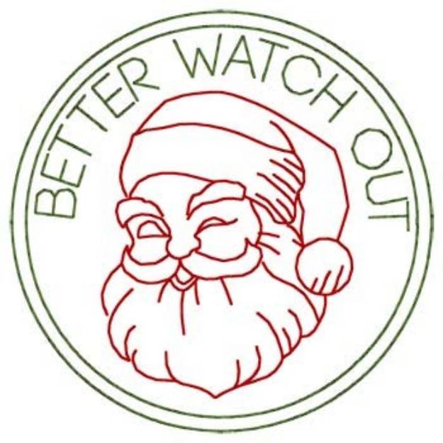 Picture of Better Watch Out Coaster Machine Embroidery Design