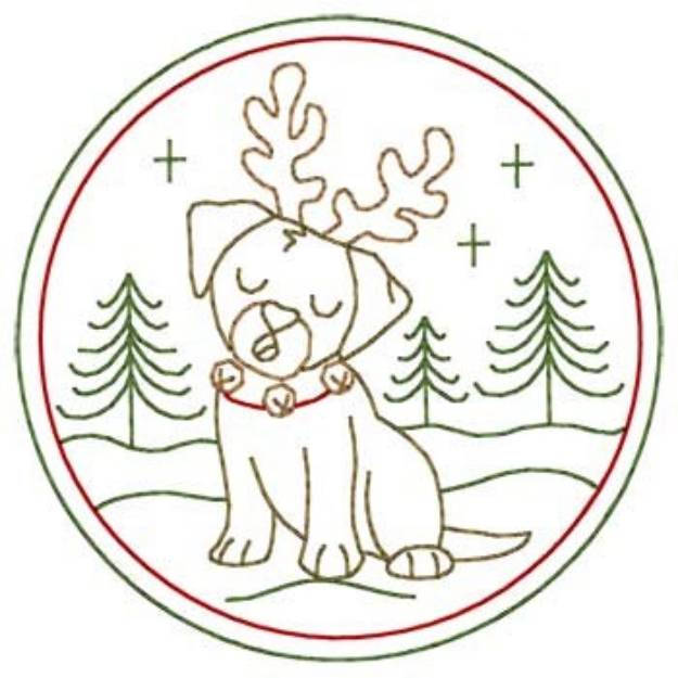 Picture of Xmas Dog Coaster Machine Embroidery Design