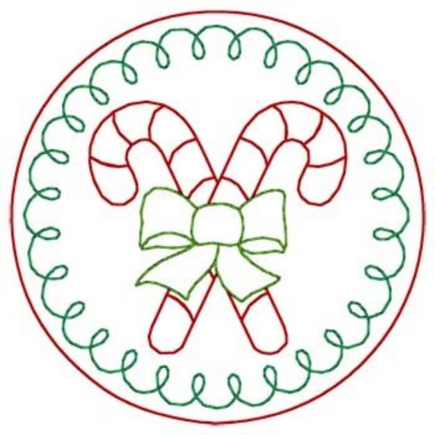 Picture of Candy Canes Coaster Machine Embroidery Design