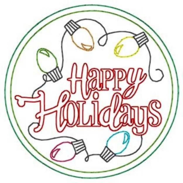 Picture of Happy Holidays Coaster Machine Embroidery Design