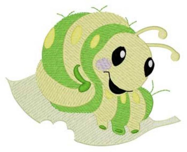 Picture of Caterpillar On Leaf Machine Embroidery Design