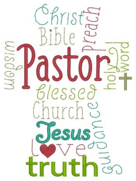 Picture of Pastor Word Cloud Machine Embroidery Design
