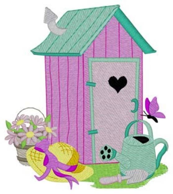 Picture of Garden Outhouse Machine Embroidery Design