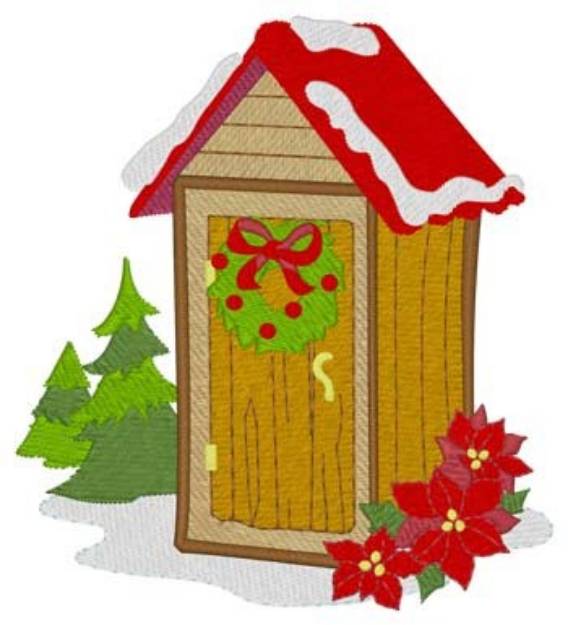 Picture of Outhouse & Poinsettias Machine Embroidery Design