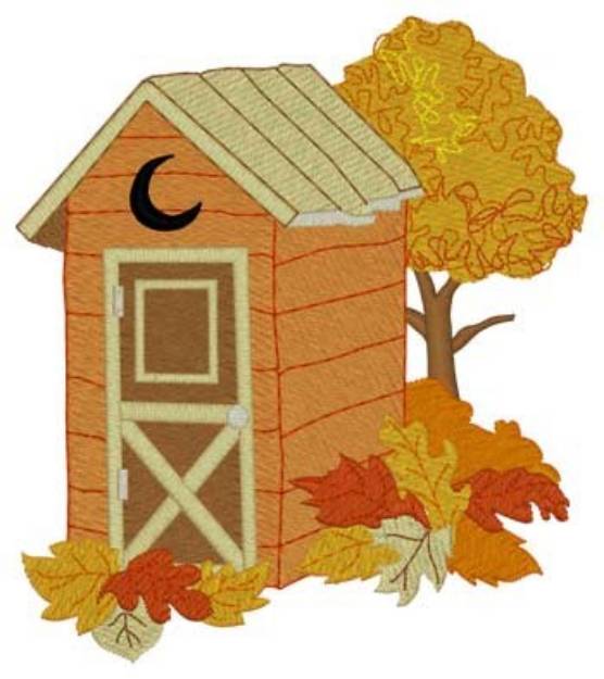 Picture of Fall Leaves Outhouse Machine Embroidery Design