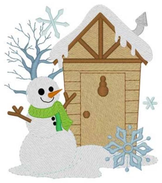 Picture of Snowman Outhouse Machine Embroidery Design