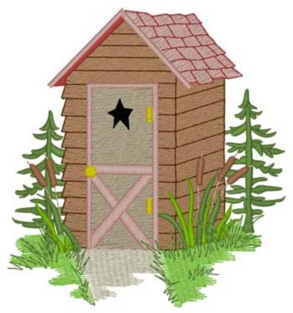 Picture of Lake Cabin Outhouse Machine Embroidery Design