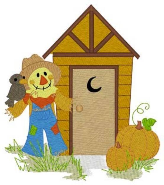 Picture of Scarecrow Outhouse Machine Embroidery Design