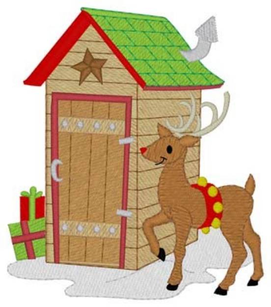 Picture of Reindeer Outhouse Machine Embroidery Design