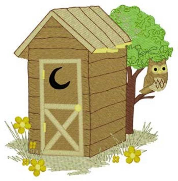 Picture of Owl Outhouse Machine Embroidery Design