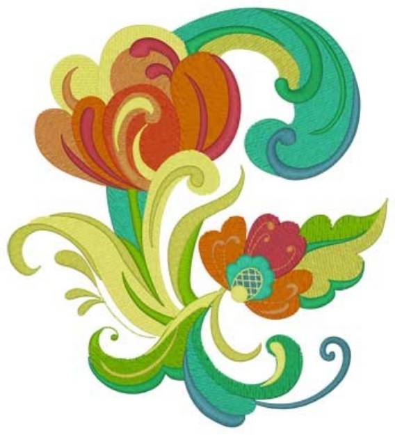 Picture of Rosemaling Flowers Machine Embroidery Design