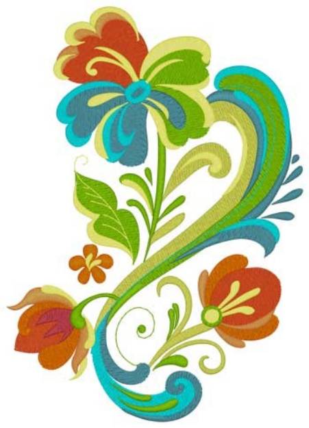 Picture of Rosemaling Flower Machine Embroidery Design