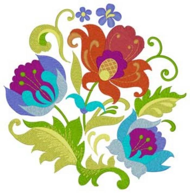 Picture of Rosemaling Blooms Machine Embroidery Design