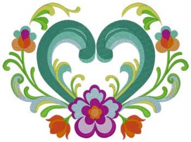 Picture of Rosemaling Heart Machine Embroidery Design