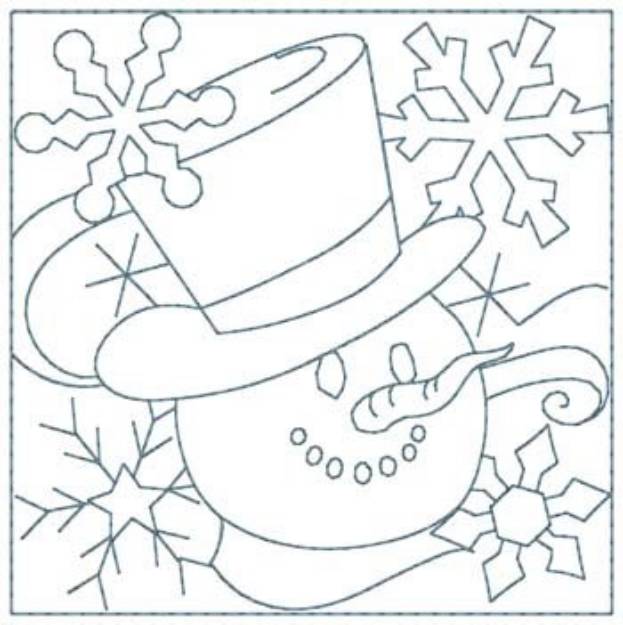 Picture of Snowman Quilt Square Machine Embroidery Design
