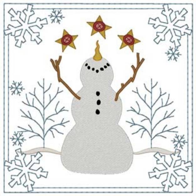 Picture of Snowman Quilt Square Machine Embroidery Design