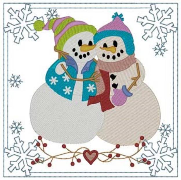 Picture of Snow Friends Quilt Square Machine Embroidery Design