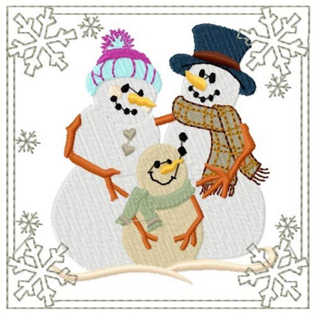 Picture of Snowman Family Square Machine Embroidery Design