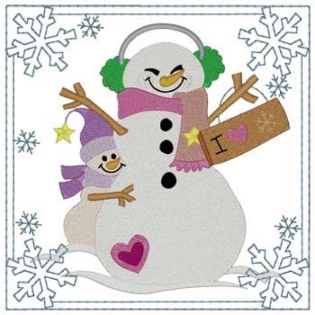 Picture of I Love Snow!! Square Machine Embroidery Design