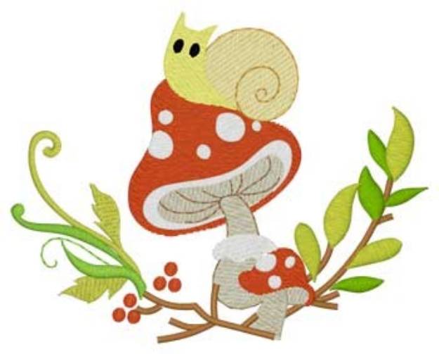 Picture of Woodland Snail & Mushroom Machine Embroidery Design