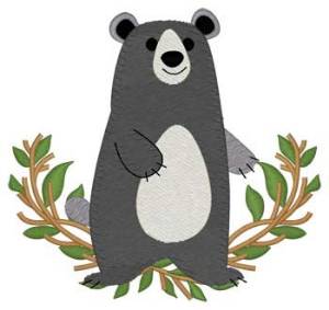 Picture of Woodland Black Bear Machine Embroidery Design