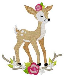 Picture of Woodland Girl Deer Machine Embroidery Design