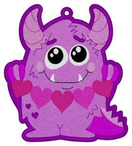 Picture of Valentine Monster Bookmark Machine Embroidery Design