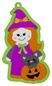 Picture of Witch Bookmark Machine Embroidery Design