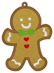Picture of Gingerbread Man Bookmark Machine Embroidery Design